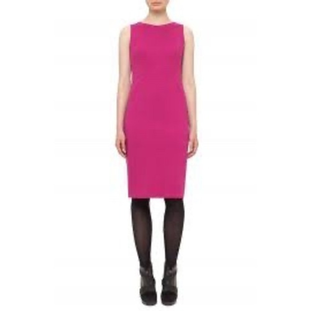 Akris Punto Sheath Dress Womens 10 Fuchsia Pink Sleeveless Jersey Office Career - Picture 8 of 12